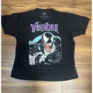 Marvel Venom Graphic T-Shirt XL Black Spider-Man Villain Comic Book